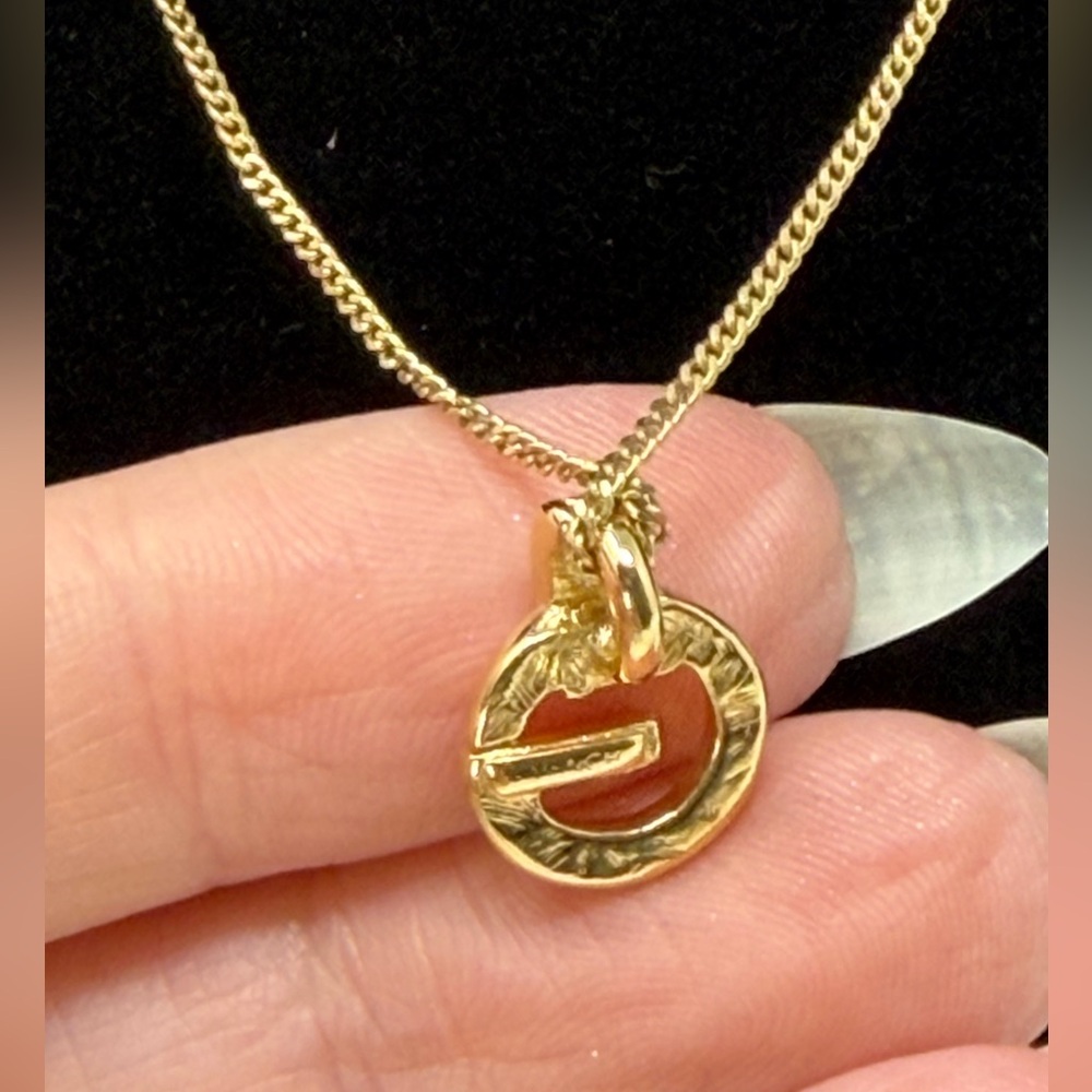 Givenchy Gold Necklace with Pendant and 3 Crystal Stones EUC - Picture 5 of 7